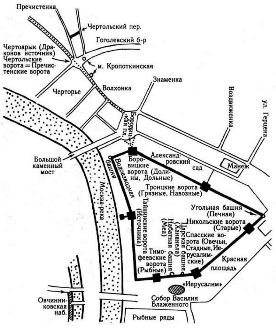 Троицкие ворота кремля со стороны манежа схема