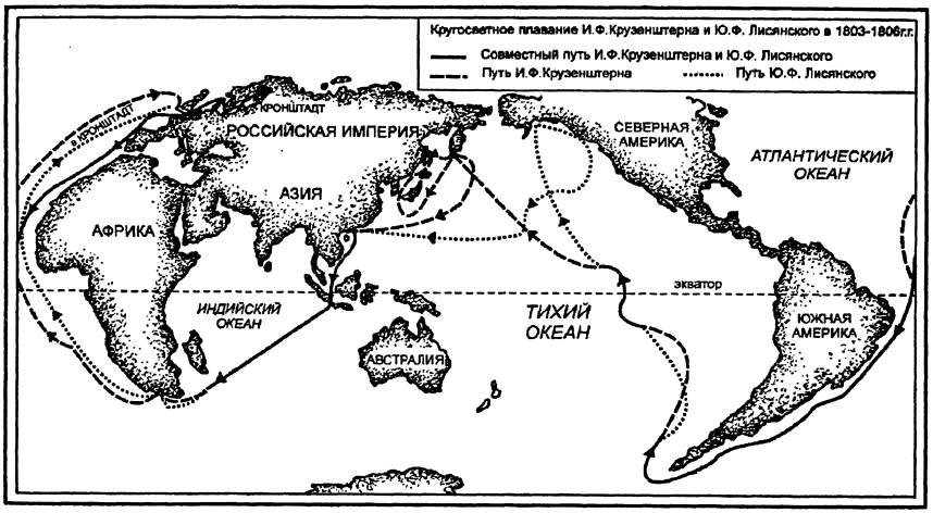 Карта путешествий крузенштерна