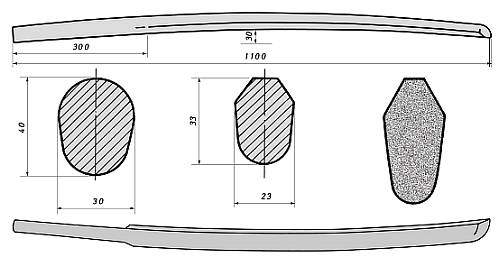 Катана из дерева чертеж