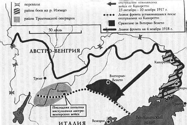 Итальянский фронт первой мировой войны карта