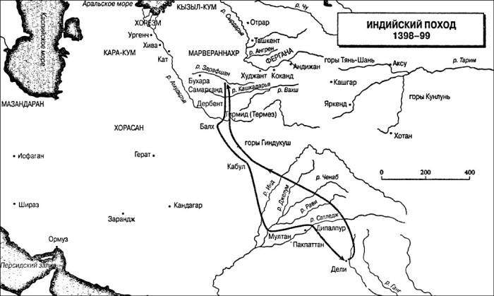 Поход тамерлана карта